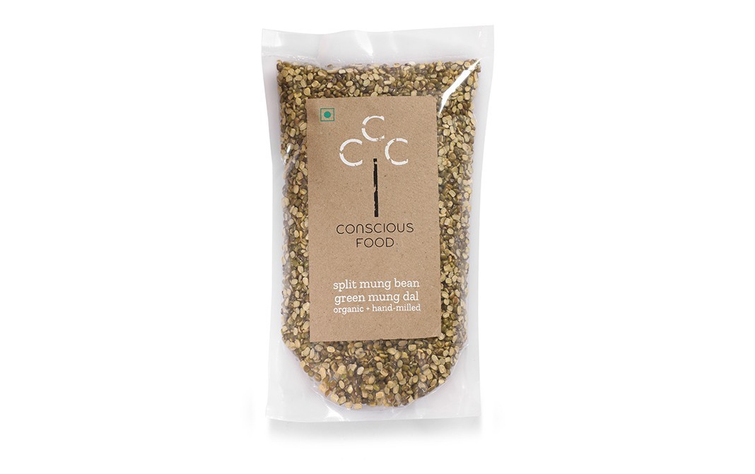 Conscious Food Split Mung Bean Green Mung Dal Organic +hand-milled   Pack  500 grams